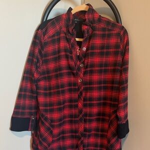 Red and Black Plaid Button-Up Shirt